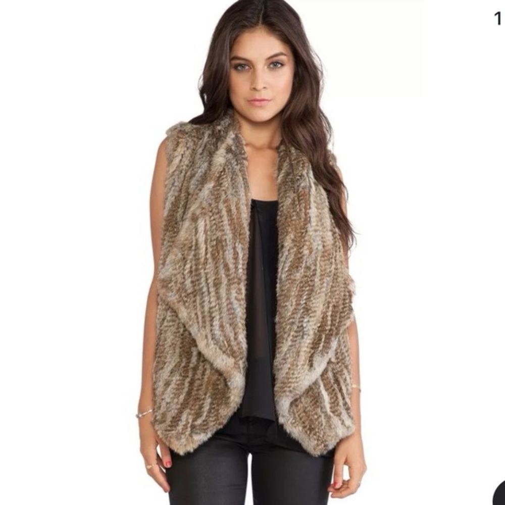 Alice + Olivia Harriet Rabbit Fur Vest Medium